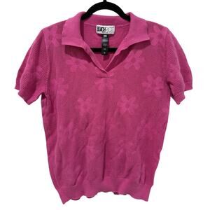 Beach Riot 100% Cotton Liliana Magenta Floral ShortSleeve Collared Top Coverup-M